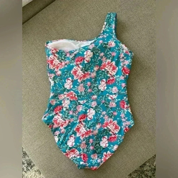 NWOT Johnny was one shoulder one piece swimsuit in blue floral size 2XL - Picture 3 of 3